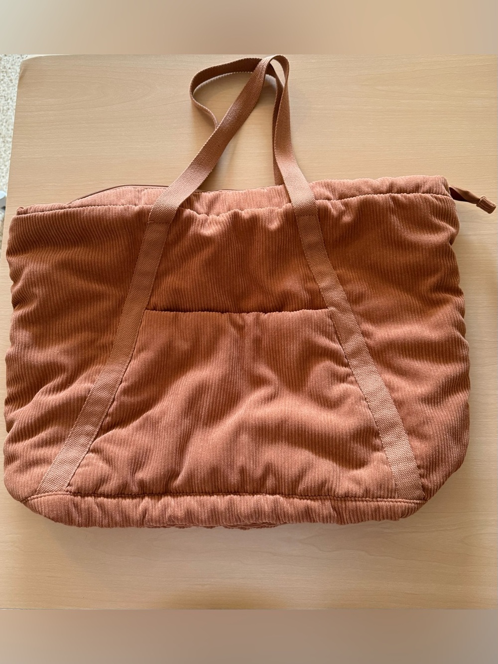 Large Tan Corduroy Tote Bag